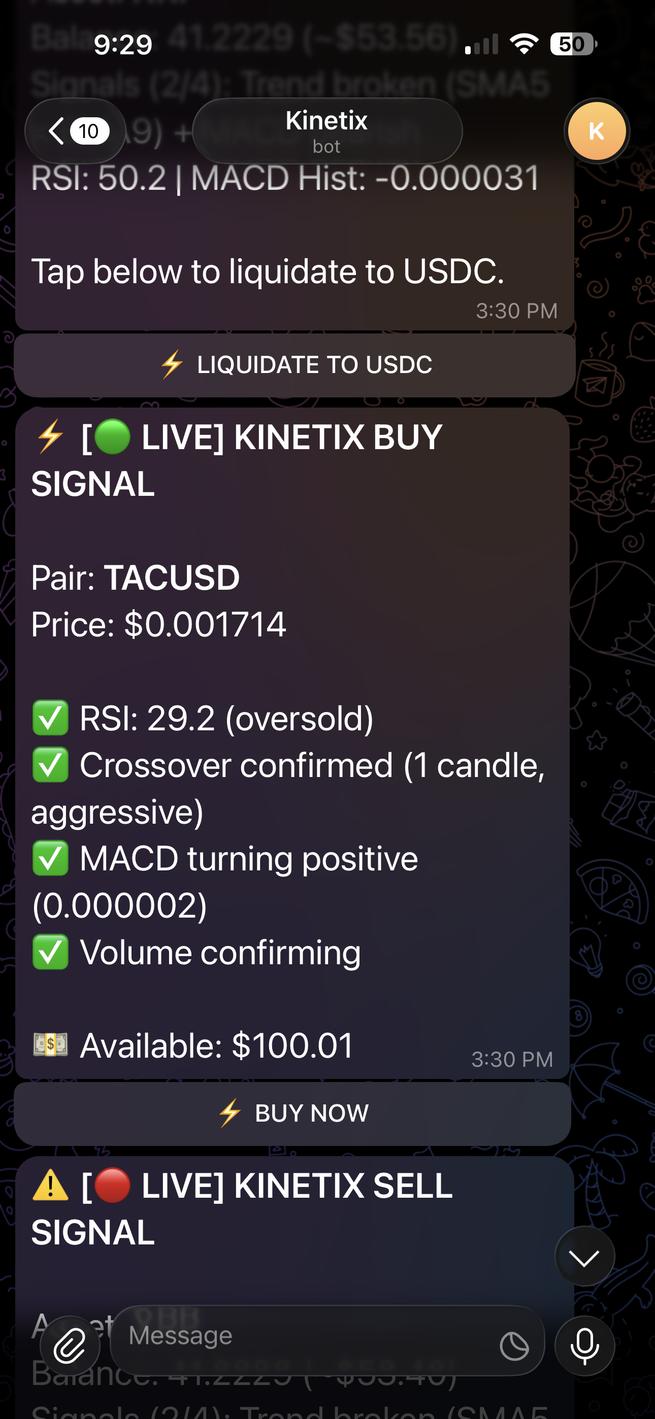 Kinetix Telegram buy alert