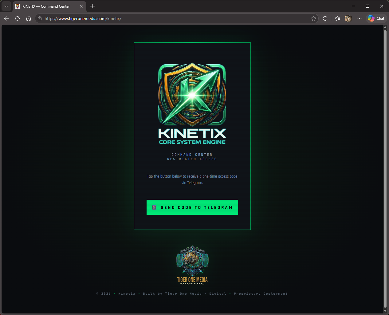 Kinetix magic-code login screen